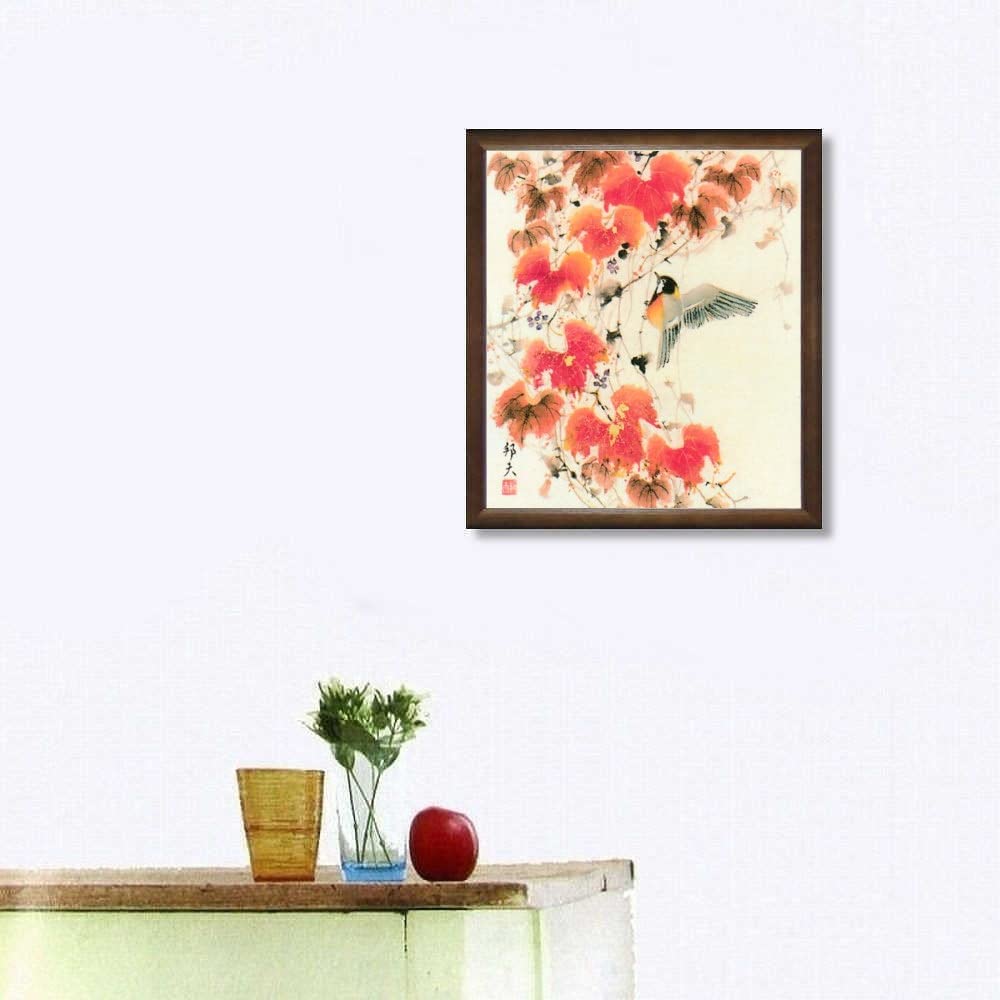 栗　 日本画 絵画 額装 花鳥画 八代玲華／筆 「梅と鴬」 F6号 日本画(複製) 手彩 額入り